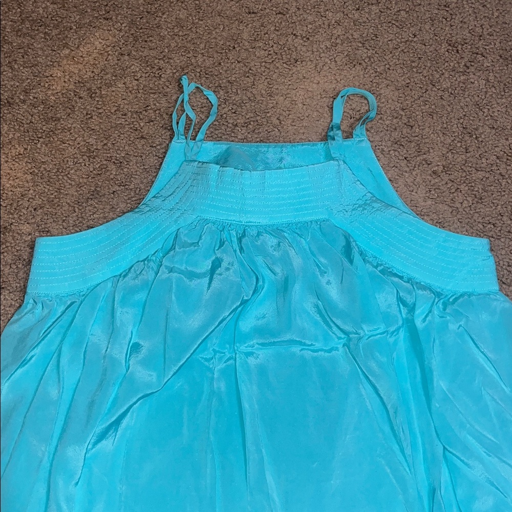 Trina Turk Floret Midi Dress Square Neck Nautical Preppy Tiffany Blue Small - Picture 7 of 9
